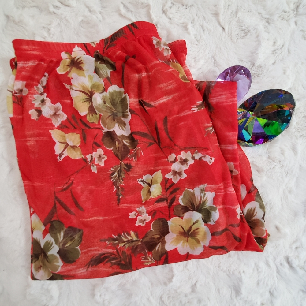 KRISTA Tropical sheer beach pants ALOHA! Lg